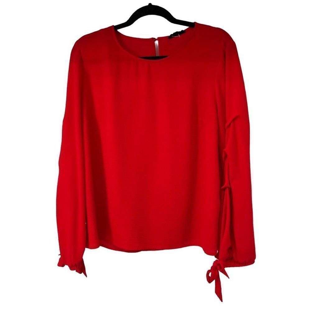 Mittoshop Red Ruched Long Sleeves Blouse Womens M